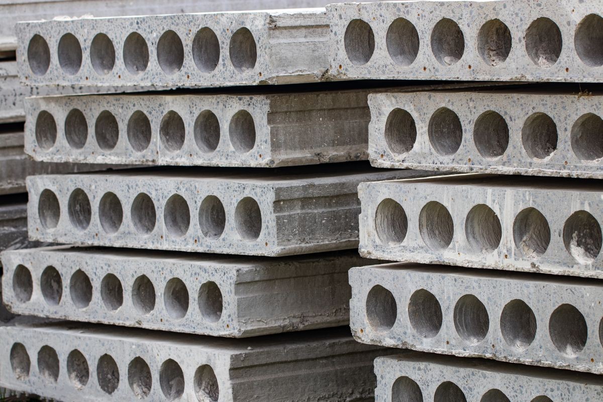 The construction of reinforced concrete slabs. Close-up.